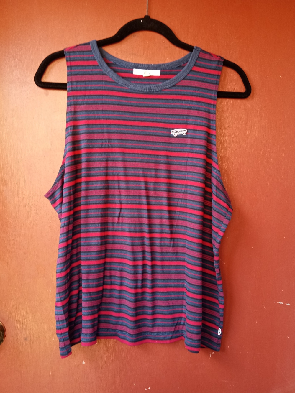 Vans Navy and Red Striped Skater Tank XL
